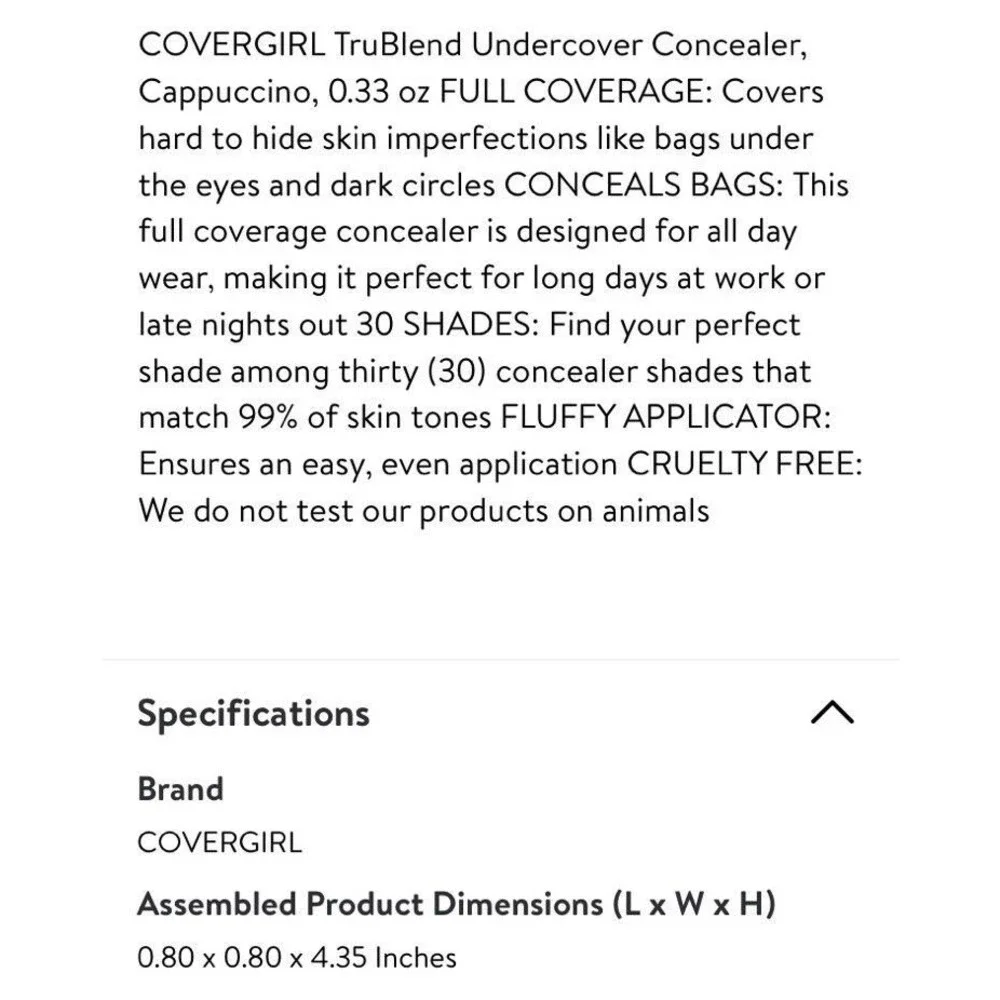 Covergirl TruBlend Undercover Concealer #D700 Cappuccino 10mL Color Cappuccino
